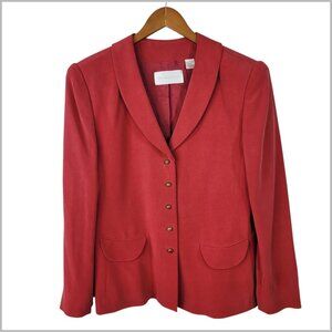 Dana Buchman 100% Silk Blazer size 12 Jacket Business Pink Red Boxy Womens